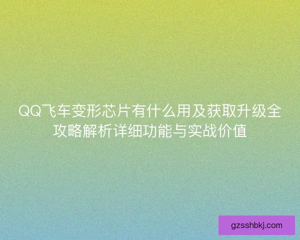 QQ飞车变形芯片有什么用及获取升级全攻略解析详细功能与实战价值
